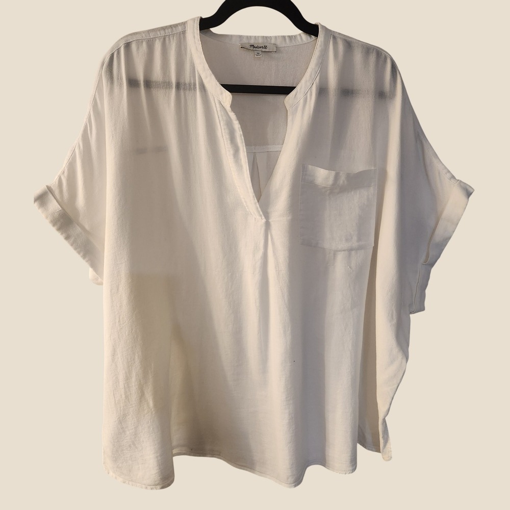 Madewell Pure White Cotton Boxy Top Size 3X Minimalist Beach Casual Capsule
